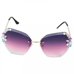 Sunglasses for Women – UV400 Protection, Rimless Flower Diamond-Cut Lens, Trendy Driving Shades for Women (Oversized)