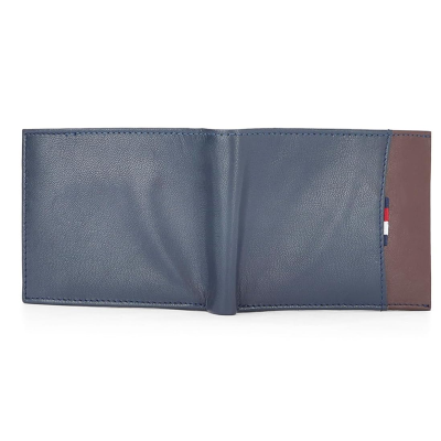 Men's Global Coin Wallet Mudcreek - Navy+Wine | 1 Coin Pocket | 2 Compartments | 4 Cards Slots | Stylish Men's Leather Wallet