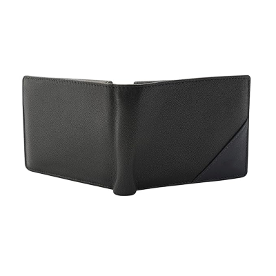 Navy Black Color Groix Over Flap Coin Leather Wallet