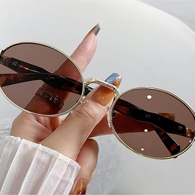 Retro Oval Sunglasses for Men & Women | Metal Frame | UV400 Protection | Durable, Stylish & Trending Shades
