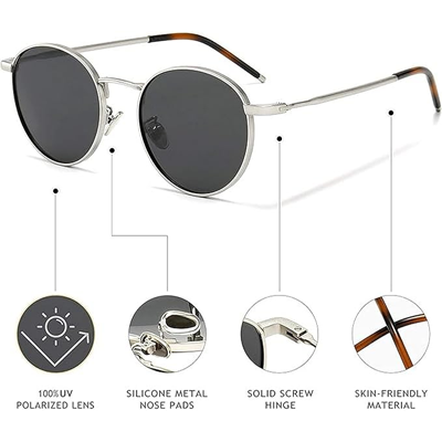 Ponderable UV Protection Coating Round Sunglasses for Men and Women Classic Metal Sun Glasses