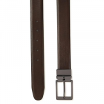 Men's 100% Italian Leather Matt Gun Metal Buckle Formal Reversible Bel