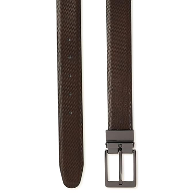 Men's 100% Italian Leather Matt Gun Metal Buckle Formal Reversible Bel