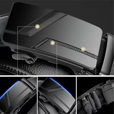 Men’s Auto Lock Vegan Leather Belt | Stylish Adjustable Buckle Belt for Formal & Casual Wear I Fits upto 40 Inches Waist size