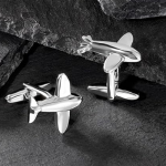 Silver Plated Airplane Plane Jet Pilot Pair Cufflinks for Men Boys Buisness Gift