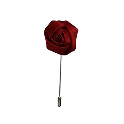 Satin Pocket Squar With Floral Stick Brooch Lapel Pin Boutonniere for Men Women for Office Corporate Party Suit Blazer