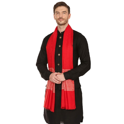 Woven Mens Fine Wool Stole, Check-Stipe Design, Mens Muffler, Warm Cashmere Feel