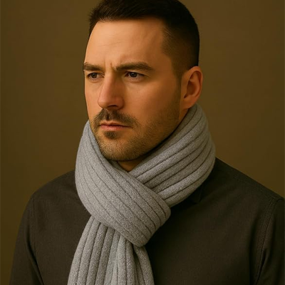 100% Pure Wool Winter Muffler for Men & Women | Premium Ribbed Knit Warm Scarf with Tassels