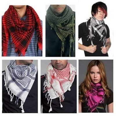 Men's Pure Cotton Arab Shemagh Neck Wrap Arafat Keffiyah Desert Army Wear Head Scarf Stole