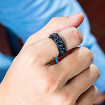 Rings for Men Combo of 2 Pcs Rings Stainless Steel Blue Black Band Finger Ring
