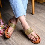 Women’s Kolhapuri Flats – Handwoven Bunai Sandals with Toe Loop