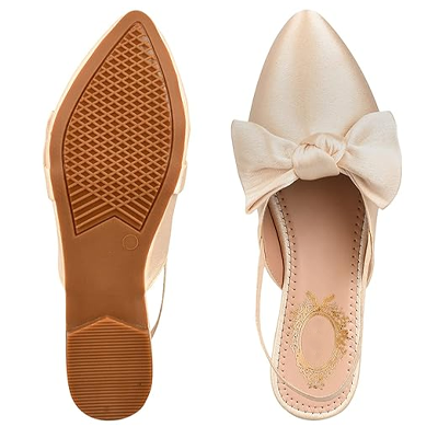 Women’s Flat Sandals – Stylish Slingback Slip-On Bally with Bow Design, Comfortable Casual & Party Footwear