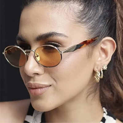 Retro Oval Sunglasses for Men & Women | Metal Frame | UV400 Protection | Durable, Stylish & Trending Shades