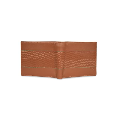 Benetton Men RFID Protected Locarno Global Coin Wallet - Tan, No. of Card Slot: 4 | Embossed Global Coin Wallet with Side Closure | Leather