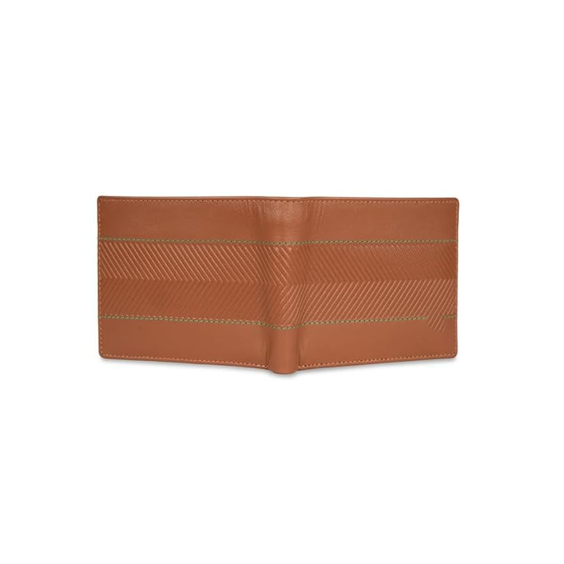 Benetton Men RFID Protected Locarno Global Coin Wallet - Tan, No. of Card Slot: 4 | Embossed Global Coin Wallet with Side Closure | Leather