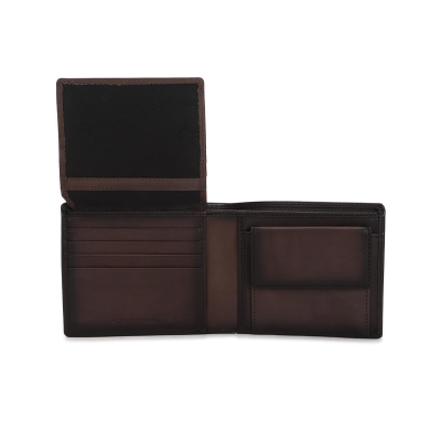 Men Brown Solid Leather Wallet