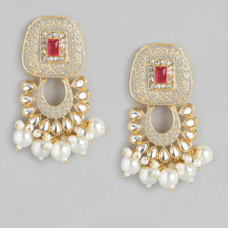 Gold-Plated AD & Pearl Jewellery Set