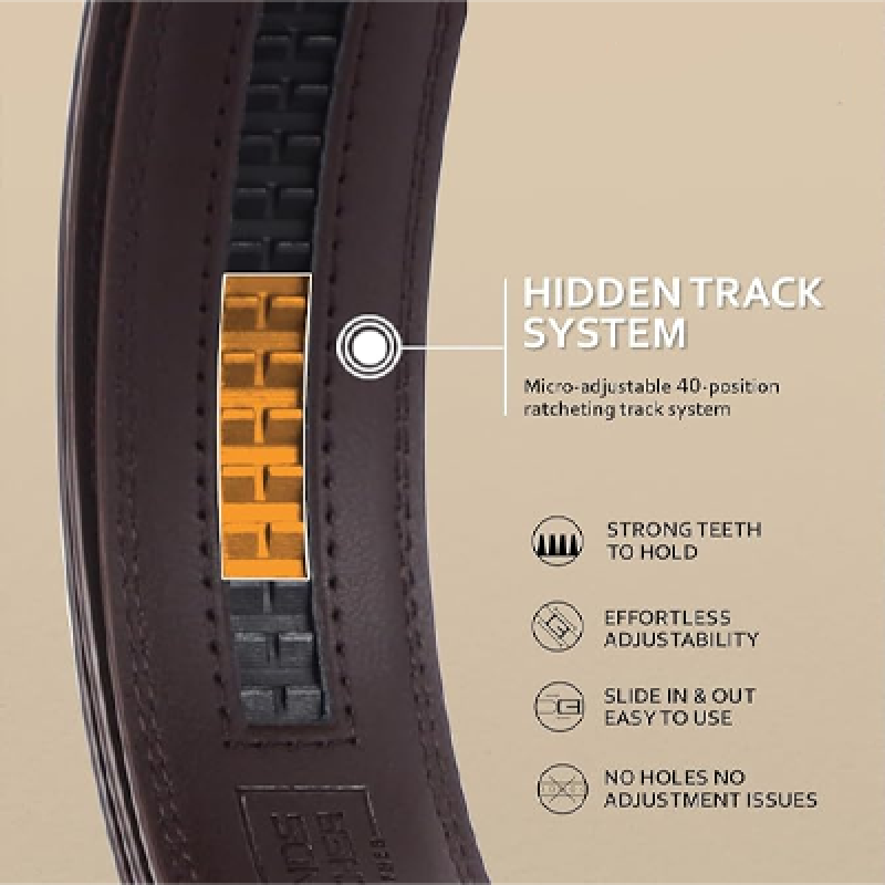 Genuine Leather Belt for Men, Premium Leather Belt with Auto Lock mechanism, Mens Belt Leather Branded with Slide Lock for Everyday Wear