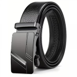 Men’s Auto Lock Vegan Leather Belt | Stylish Adjustable Buckle Belt for Formal & Casual Wear I Fits upto 40 Inches Waist size