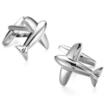Silver Plated Airplane Plane Jet Pilot Pair Cufflinks for Men Boys Buisness Gift