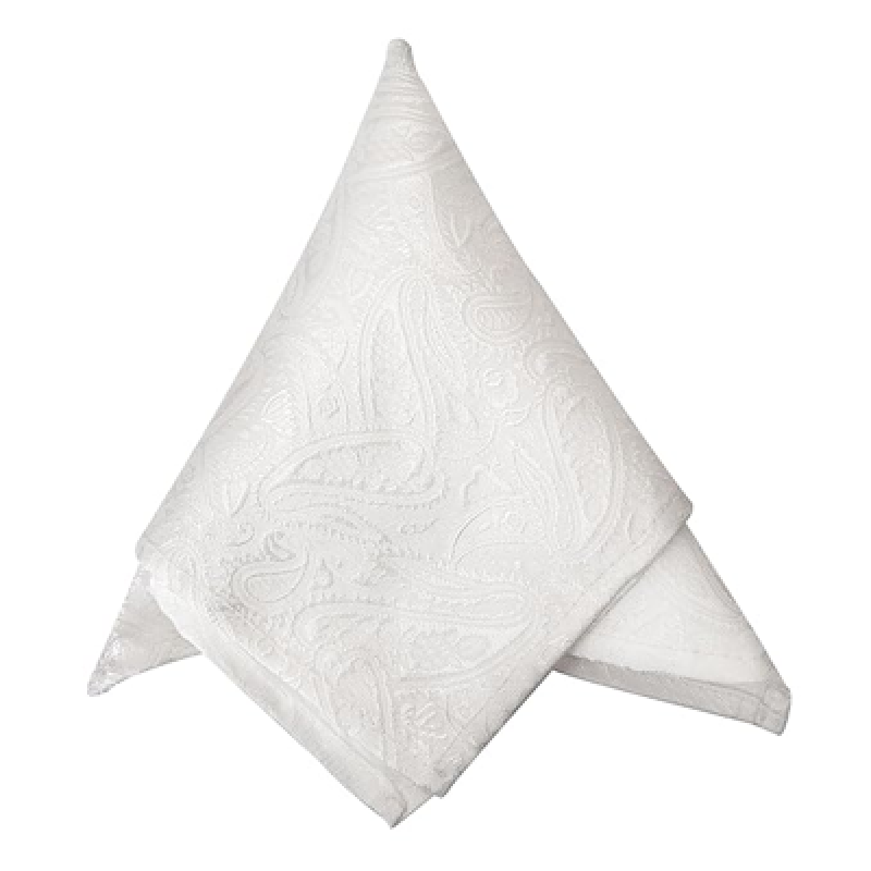 Men's White Paisley Pocket Square