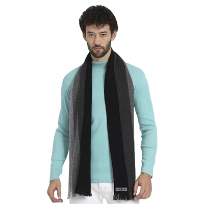 Premium Men's Warm And Stylish Woolen Muffler With Multicolour Stripes And Stylish Tussles Ends - 70 Inches * 11 Inches