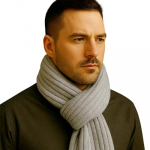 100% Pure Wool Winter Muffler for Men & Women | Premium Ribbed Knit Warm Scarf with Tassels