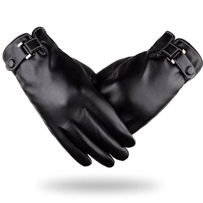 Winter Gloves for Men, PU Leather Fleece Warm Lining Gloves for Riding