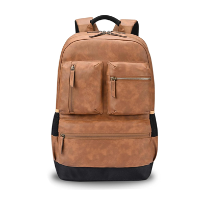 18"/26L Medium Faux Leather Water Resistant Laptop Backpack/Casual Bag