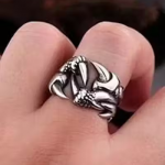 Stainless Steel Vintage Gothic Dragon Claw Biker Ring for Men