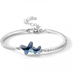 Stylish Blue Crystal Silver Platinum Plated Cubic Zirconia Charm Bracelet