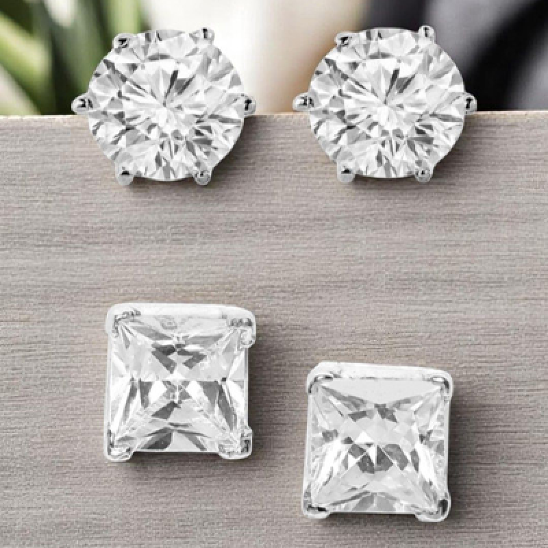 Set Of 2 Cubic Zirconia Studded Studs