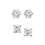 Set Of 2 Cubic Zirconia Studded Studs