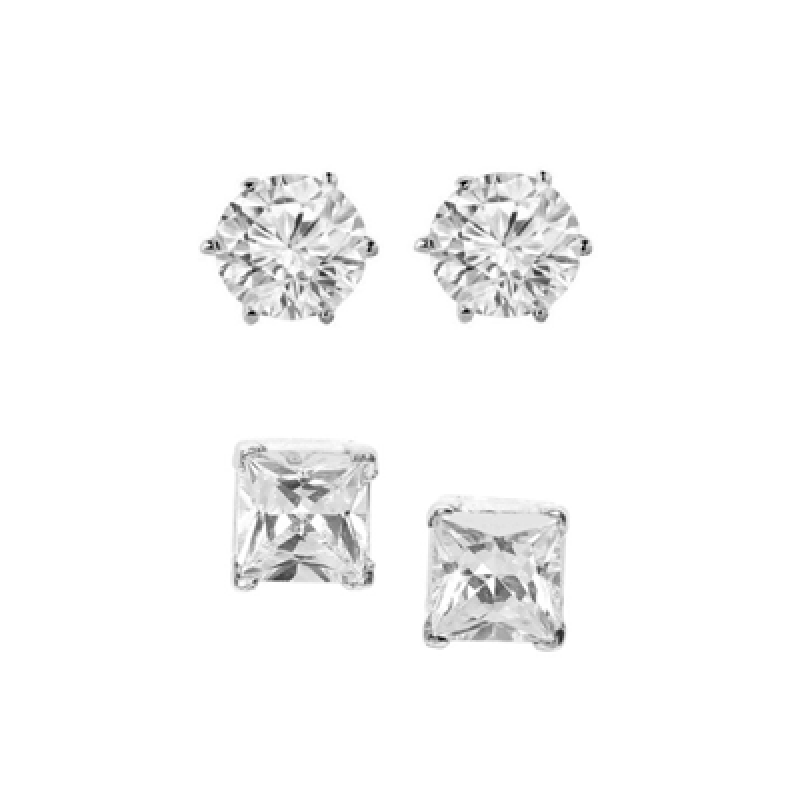 Set Of 2 Cubic Zirconia Studded Studs