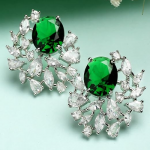 Green American Diamond Stud Earrings
