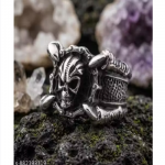 Men’s Gothic Stainless Steel Monster Skull & Talon Statement Ring