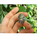 Silver King of Lion Ring Mens Biker Punk Animal Ring Stainless Steel Ring