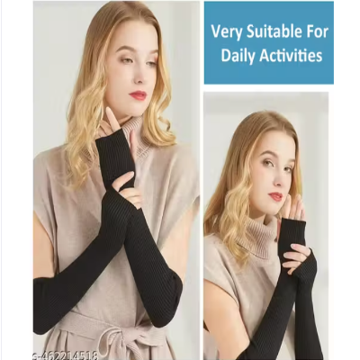 Arm Warmers for Women Long Fingerless Gloves Winter Knitted Arm Sleeves Fashion Wrist Warmers