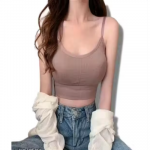 Women's Girl's Cotton Crop Top Lightly Padded bralette