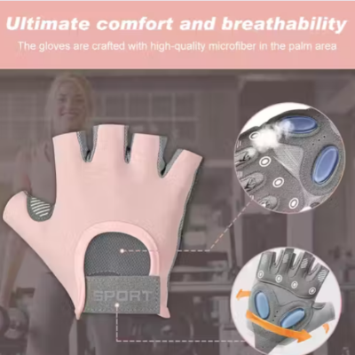 Women Workout Gloves with Anti Slip Pad Palm Design Compression Fitness Gloves Fingerless