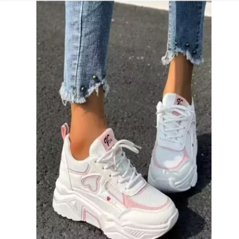 New pink love girls and women sports casual and sneaker shoes.