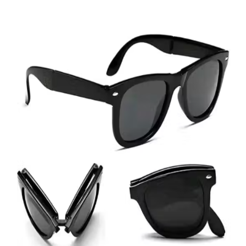 Men Stylish Folding Sunglasses Portabal Compact Black Goggles