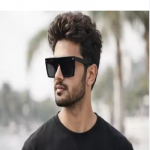 Black Stylish Sunglasses for Men UV Protection Square Frame Trendy Goggles Outdoor Driving Wear