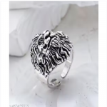 Silver King of Lion Ring Mens Biker Punk Animal Ring Stainless Steel Ring