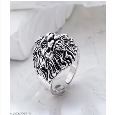 Silver King of Lion Ring Mens Biker Punk Animal Ring Stainless Steel Ring