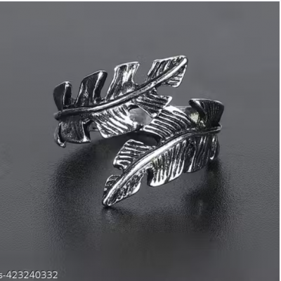 Unique.collection Antique Vintage Feather Stainless Steel Ring For Men/Boys