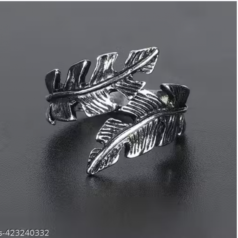 Unique.collection Antique Vintage Feather Stainless Steel Ring For Men/Boys