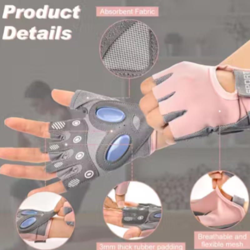 Women Workout Gloves with Anti Slip Pad Palm Design Compression Fitness Gloves Fingerless