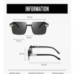 Stylish Frameless Square Sunglasses for Men | UV Protected Black Lens | Lightweight Frame