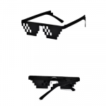 Unisex Rimless Deal with It Thug Life Square Sunglasses with Polygonal 12 Bits Style Pixel and Nose Pad